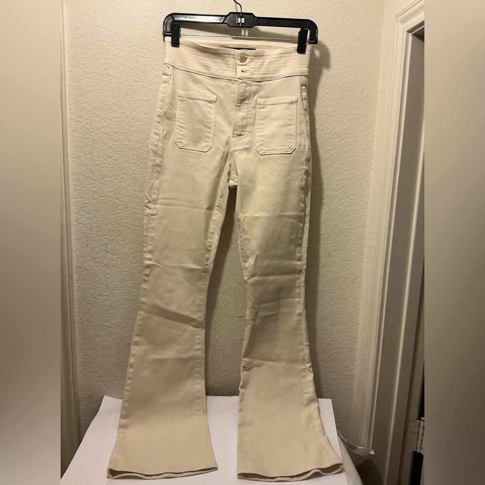 Veronica Beard Cream High-Rise Flare Jeans size 25 - Picture 4 of 8